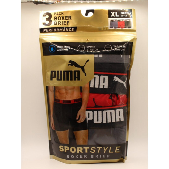 Puma Men's Underwear Sportstyle XL 3 Pack Blue Red Black New - Picture 1 of 7